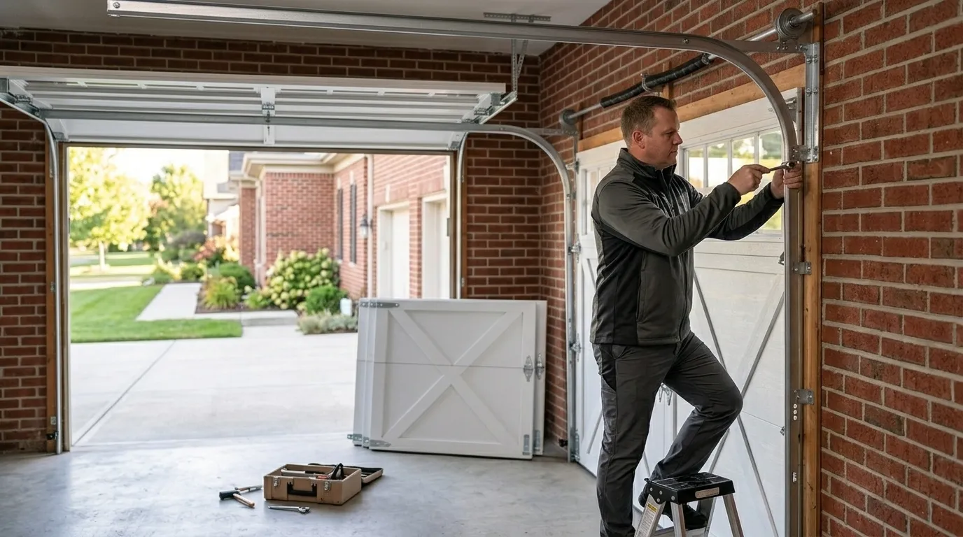Wood-look composite garage door