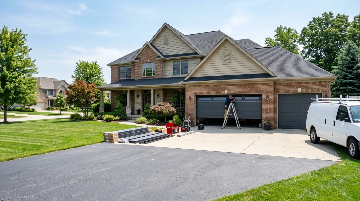 Wood-look composite garage door