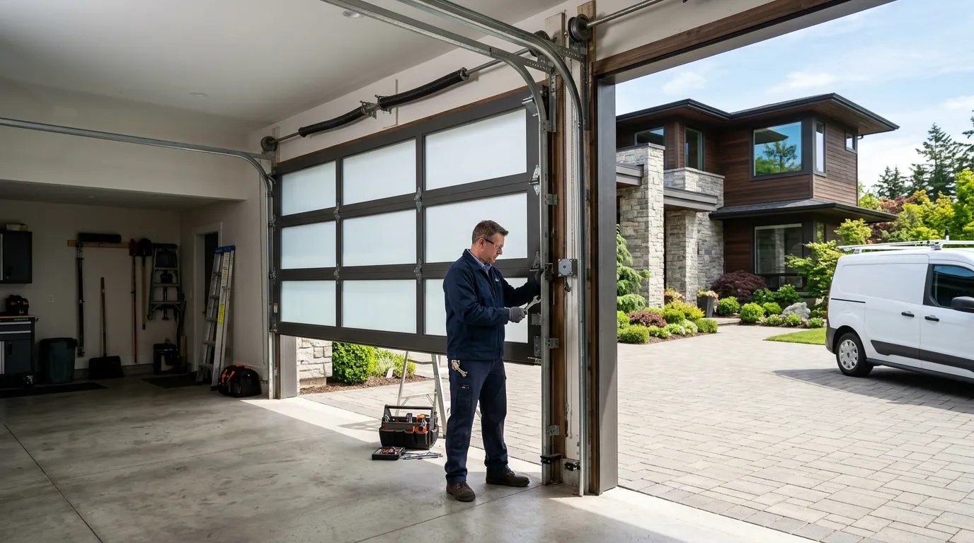 Modern flush garage door